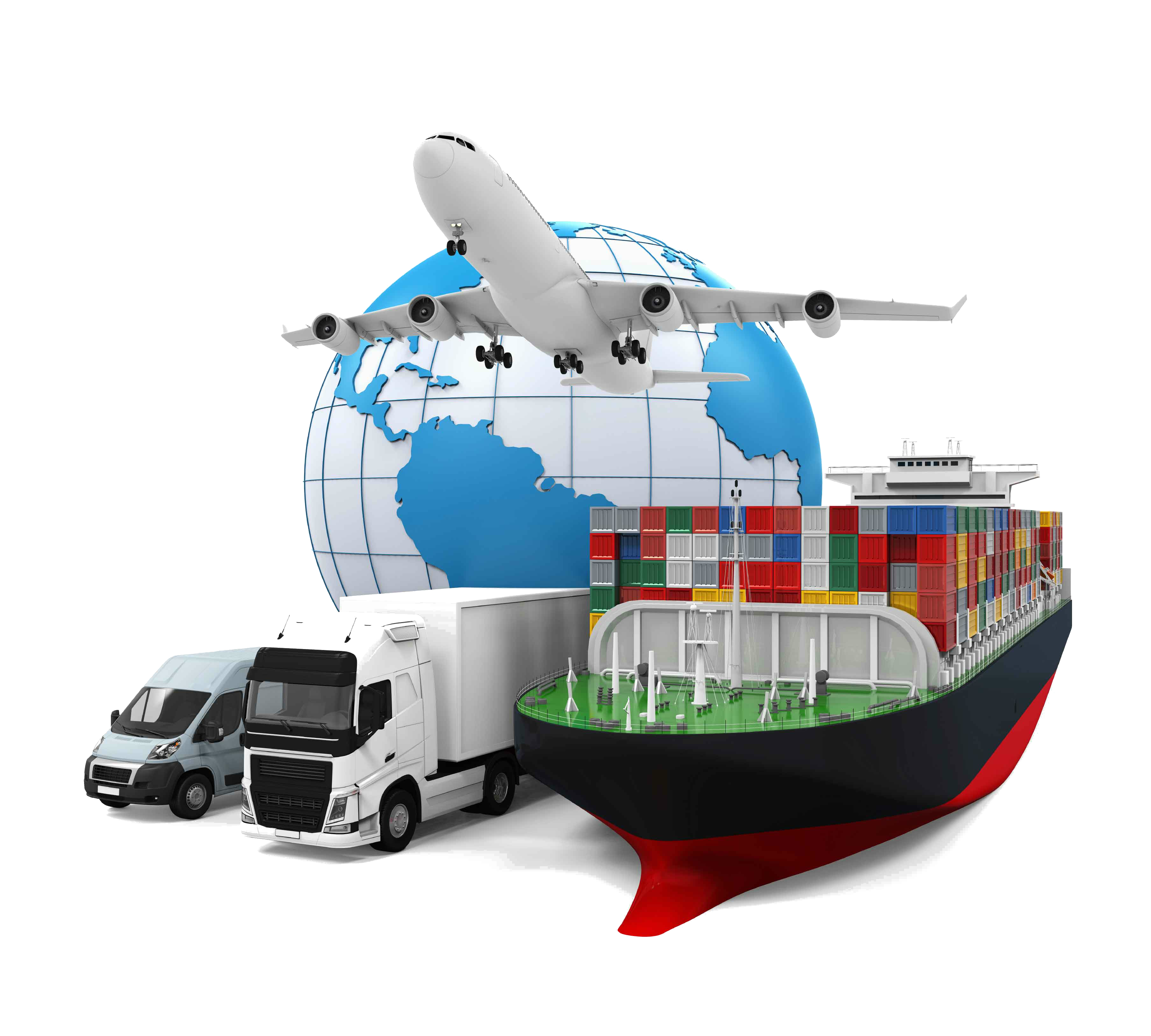 transportes: barco, avion, camion. Operaciones logisticas por aire, tierra y mar.